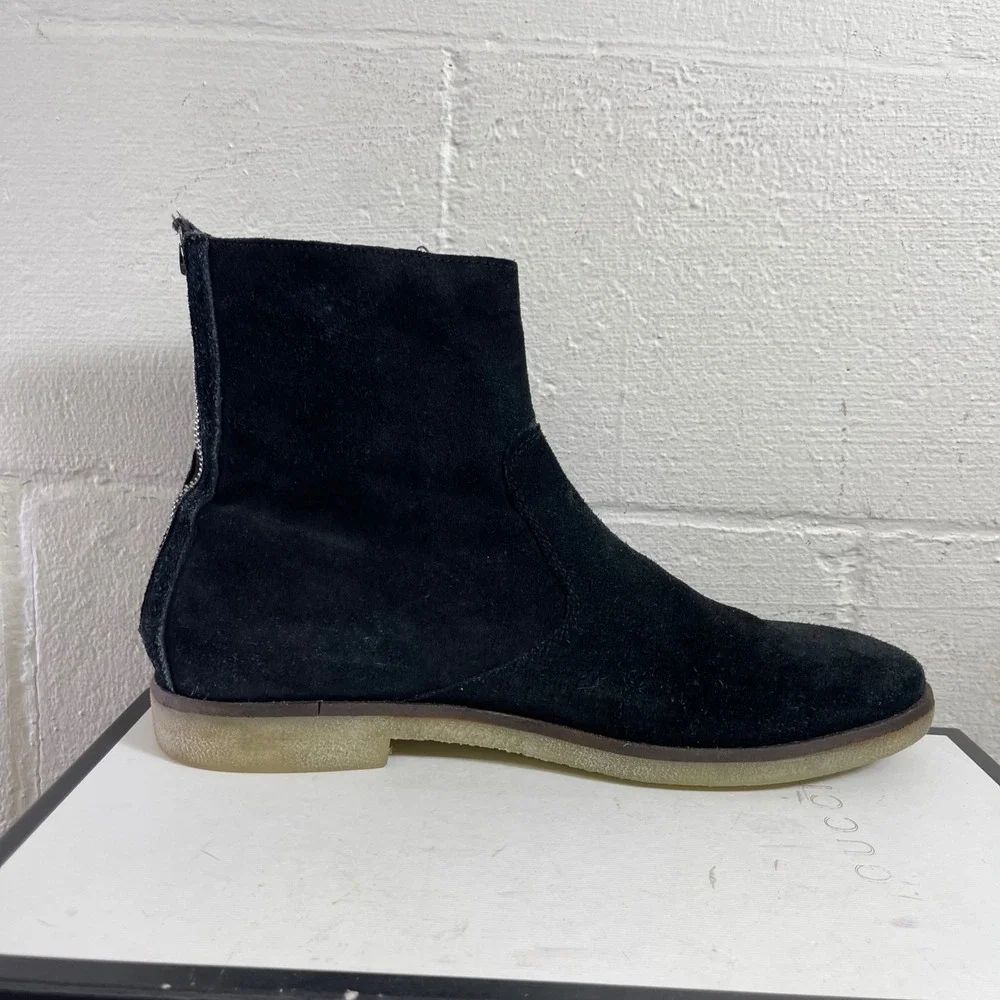 ASOS Black Suede Ankle Boots Back Zipper Crepe Sole Men's‎ Size 10 Made in India